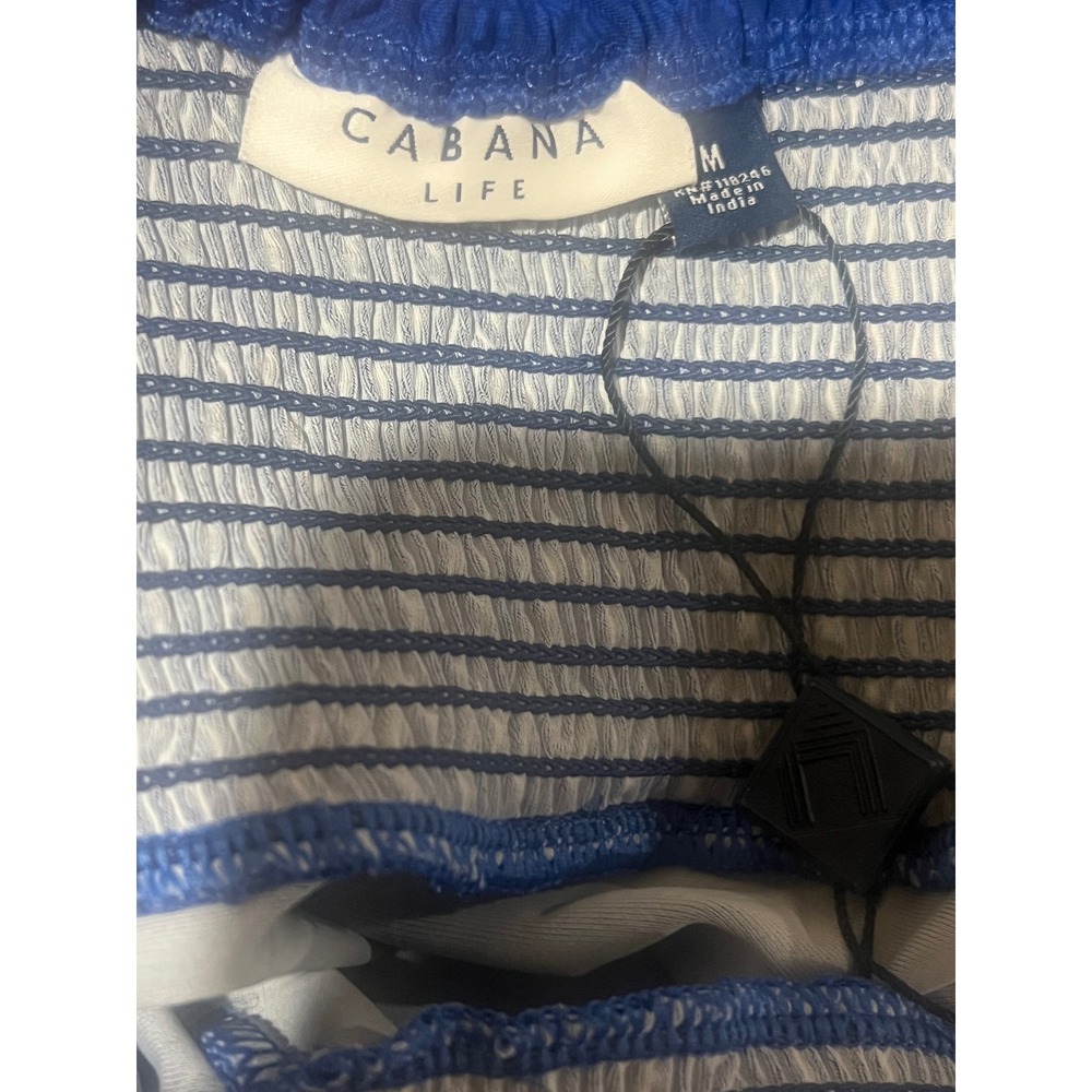 Cabana Life Shift Dress Resort Boho Tassel Embroidered M Blue Coastal Tassels - Picture 7 of 11